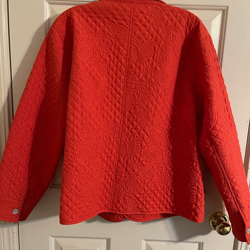 Chicos Quilted Embroidered Orange Jacket size XL Chico’s size 3 - Picture 4 of 10